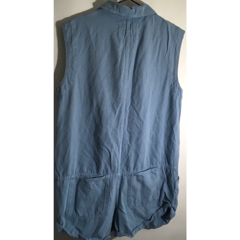 Pilcro Women's Size Medium Blue Sleeveless Collared One Piece Shorts Romper - Picture 5 of 5